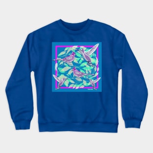 hummingbirds and blue cardinals in lovely arts ecopop Crewneck Sweatshirt